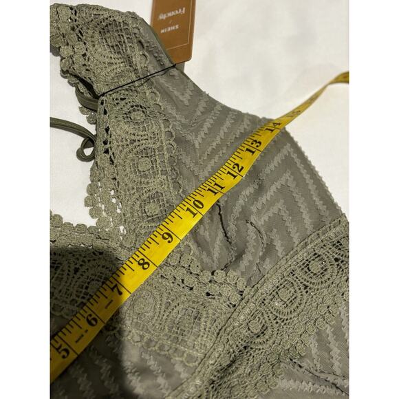 NEW Babydoll Sage Dress Mini Boho Whimsy Fairy Lace Mini Dress Size S Lace - Picture 5 of 8